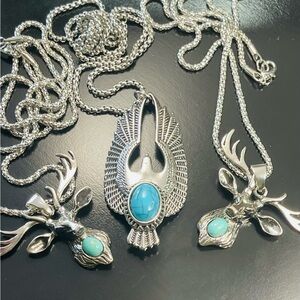 Set of 3 necklaces deer and eagle